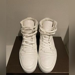 GUCCI  Mens Bianco White Leather Sneaker Size 11.5